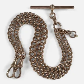 9ct Yellow Gold Double Albert Watch Chain - 1920 - 37.2 grams