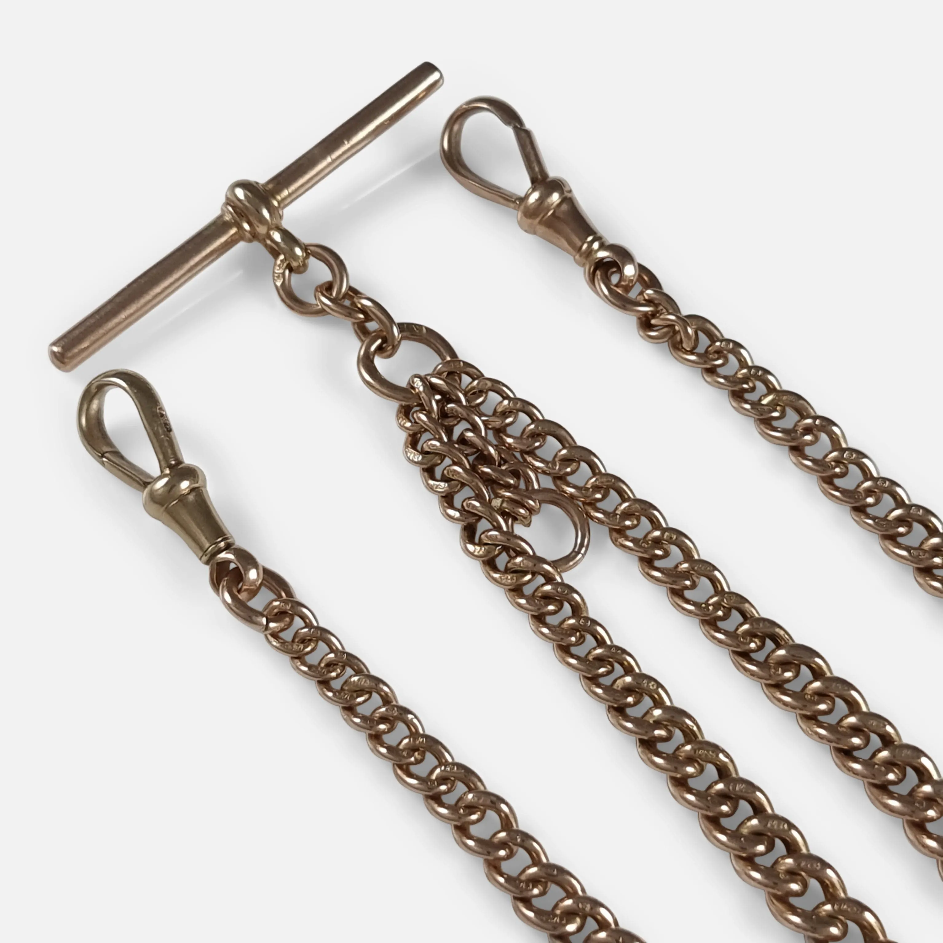 9ct Yellow Gold Double Albert Watch Chain - 1920 - 37.2 grams