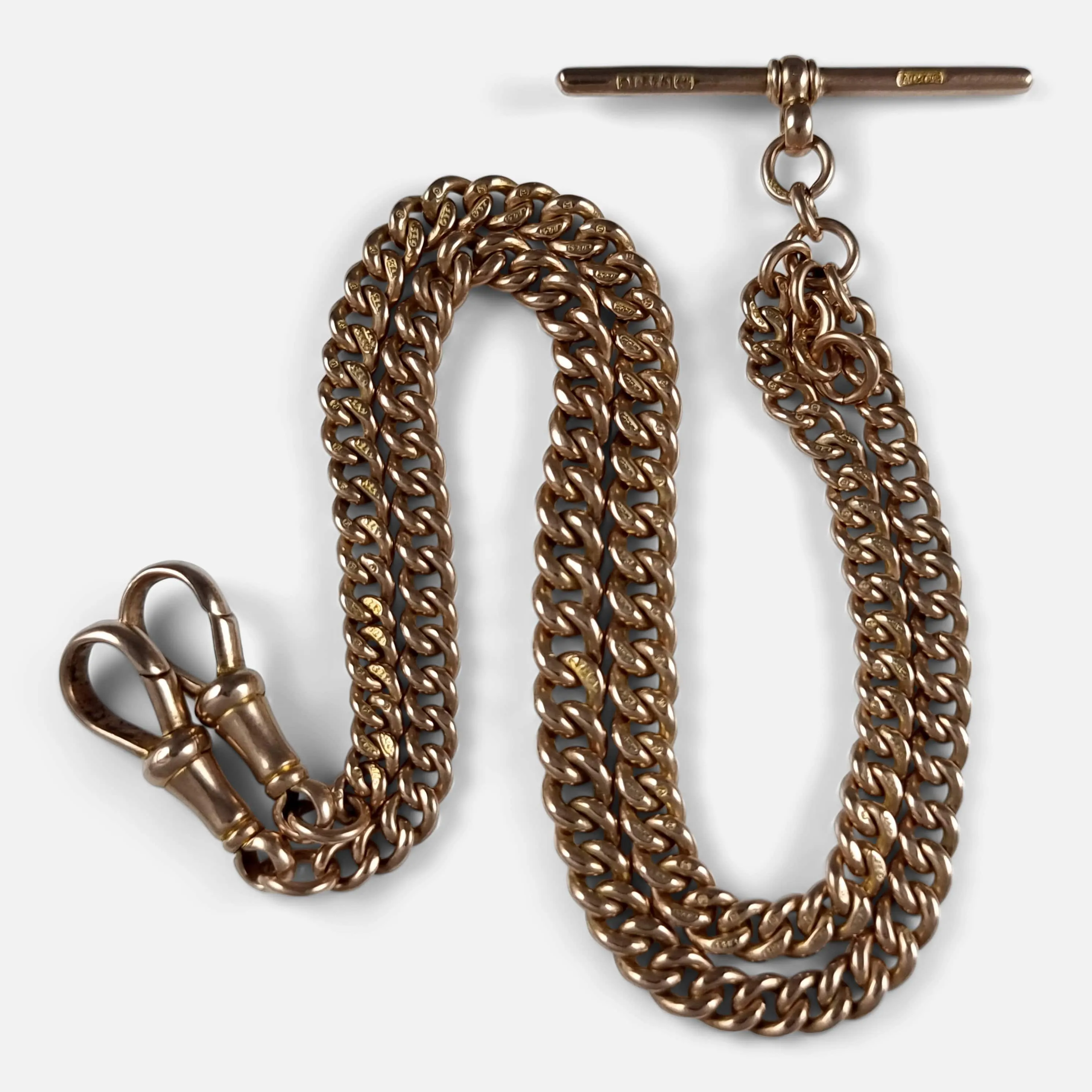 9ct Yellow Gold Double Albert Watch Chain, 23.6 grams