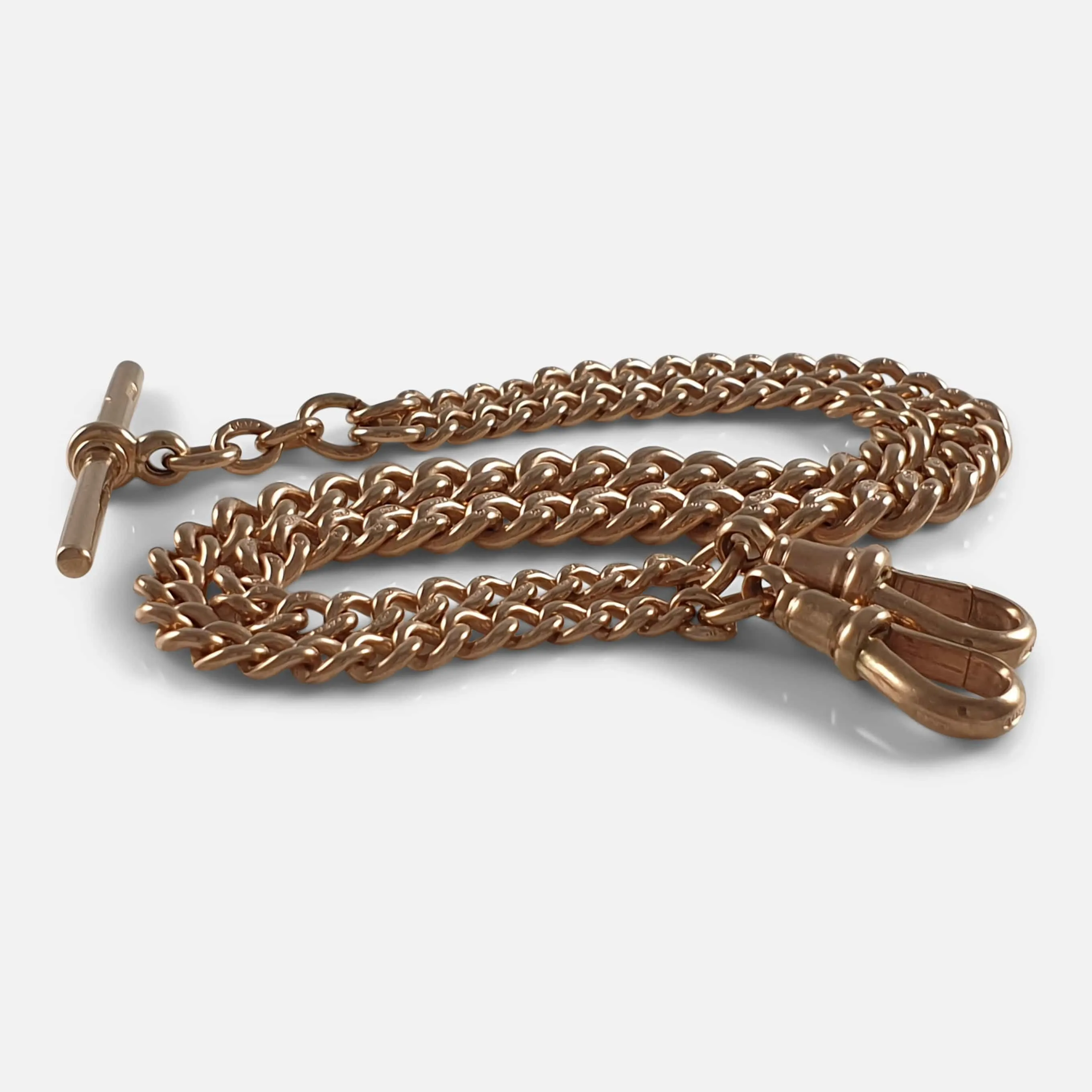 9ct Yellow Gold Double Albert Watch Chain, 35.8 grams