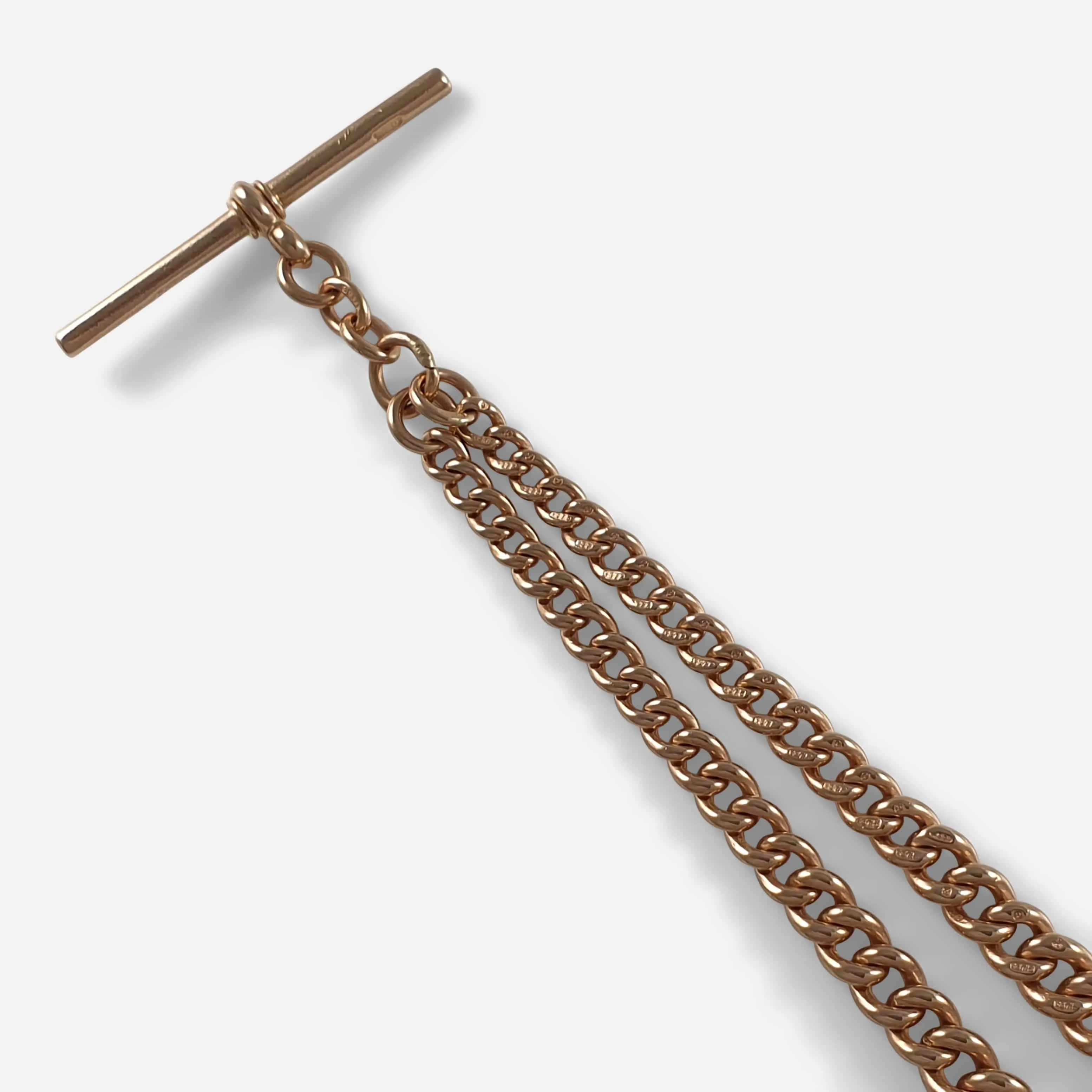 9ct Yellow Gold Double Albert Watch Chain, 35.8 grams
