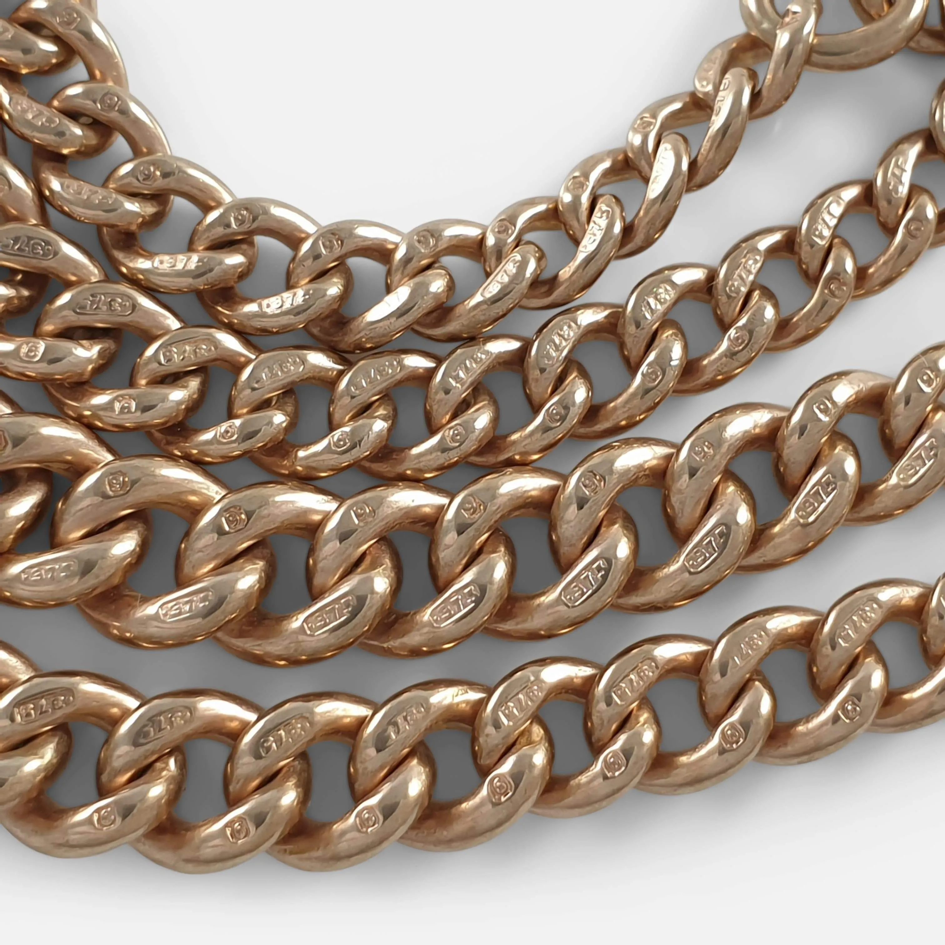 9ct Yellow Gold Double Albert Watch Chain, 35.8 grams