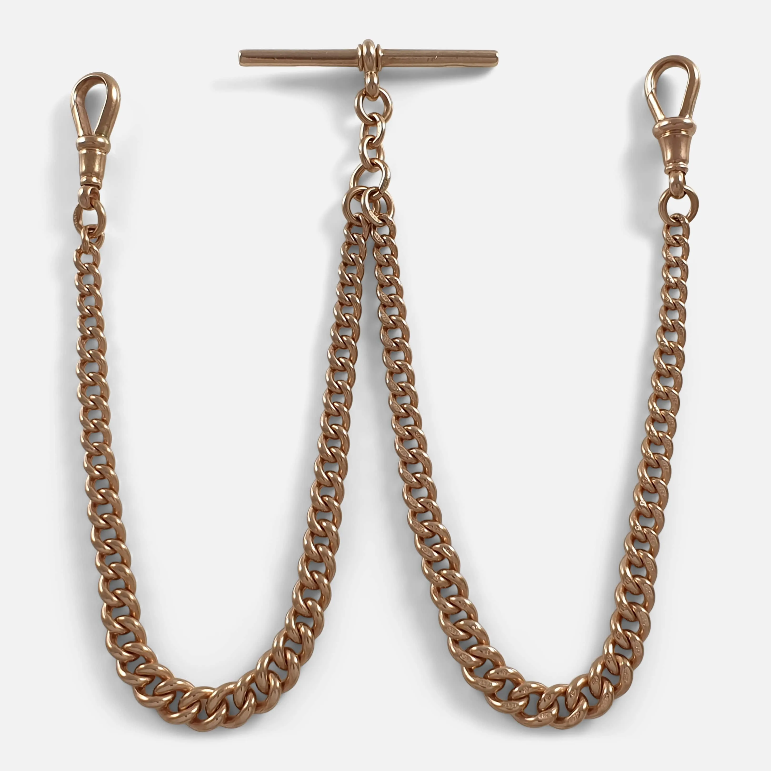 9ct Yellow Gold Double Albert Watch Chain, 35.8 grams