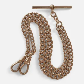 9ct Yellow Gold Double Albert Watch Chain, 35.8 grams