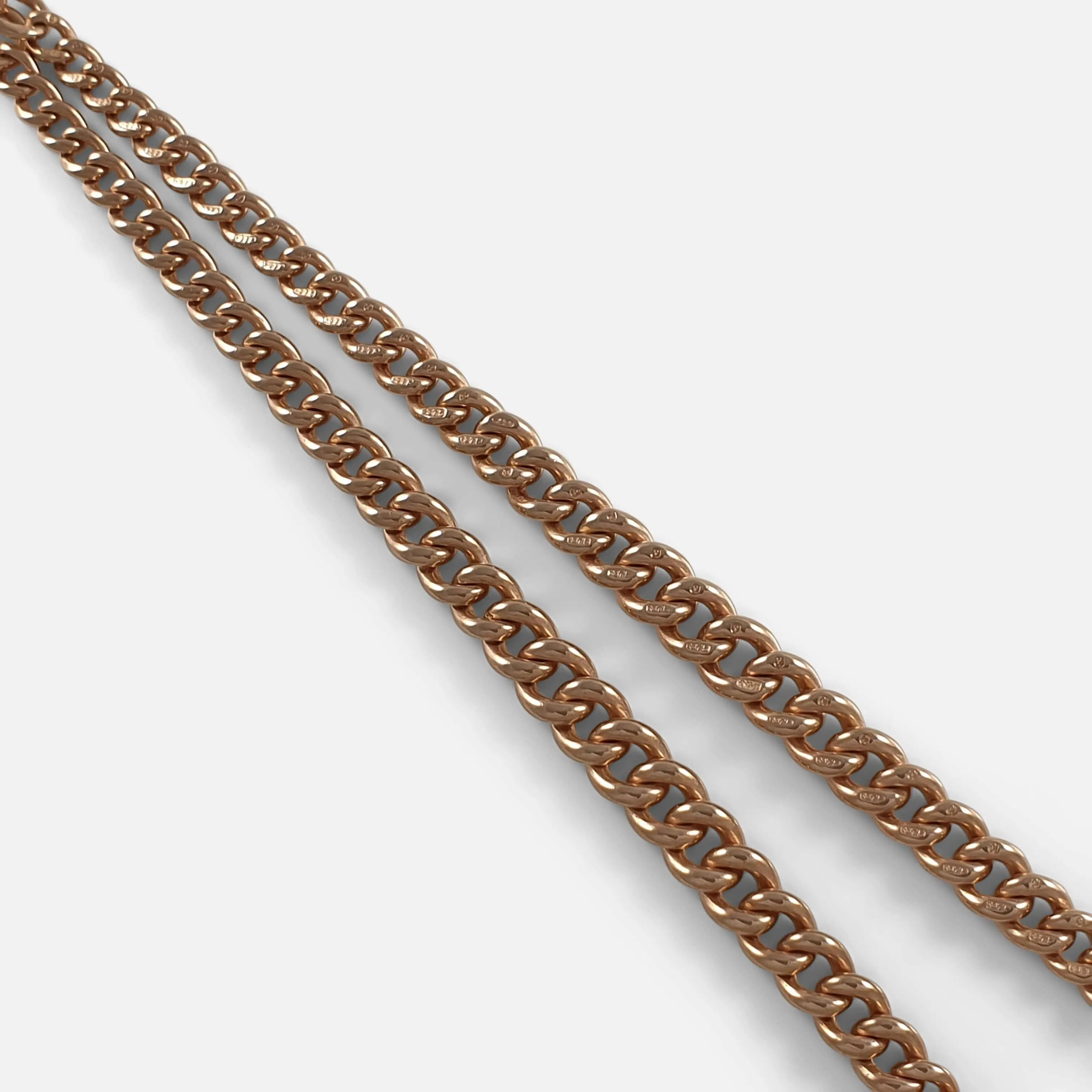 9ct Yellow Gold Double Albert Watch Chain, 35.8 grams