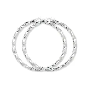 Acotis Silver Hoop Earrings Twisted G5187