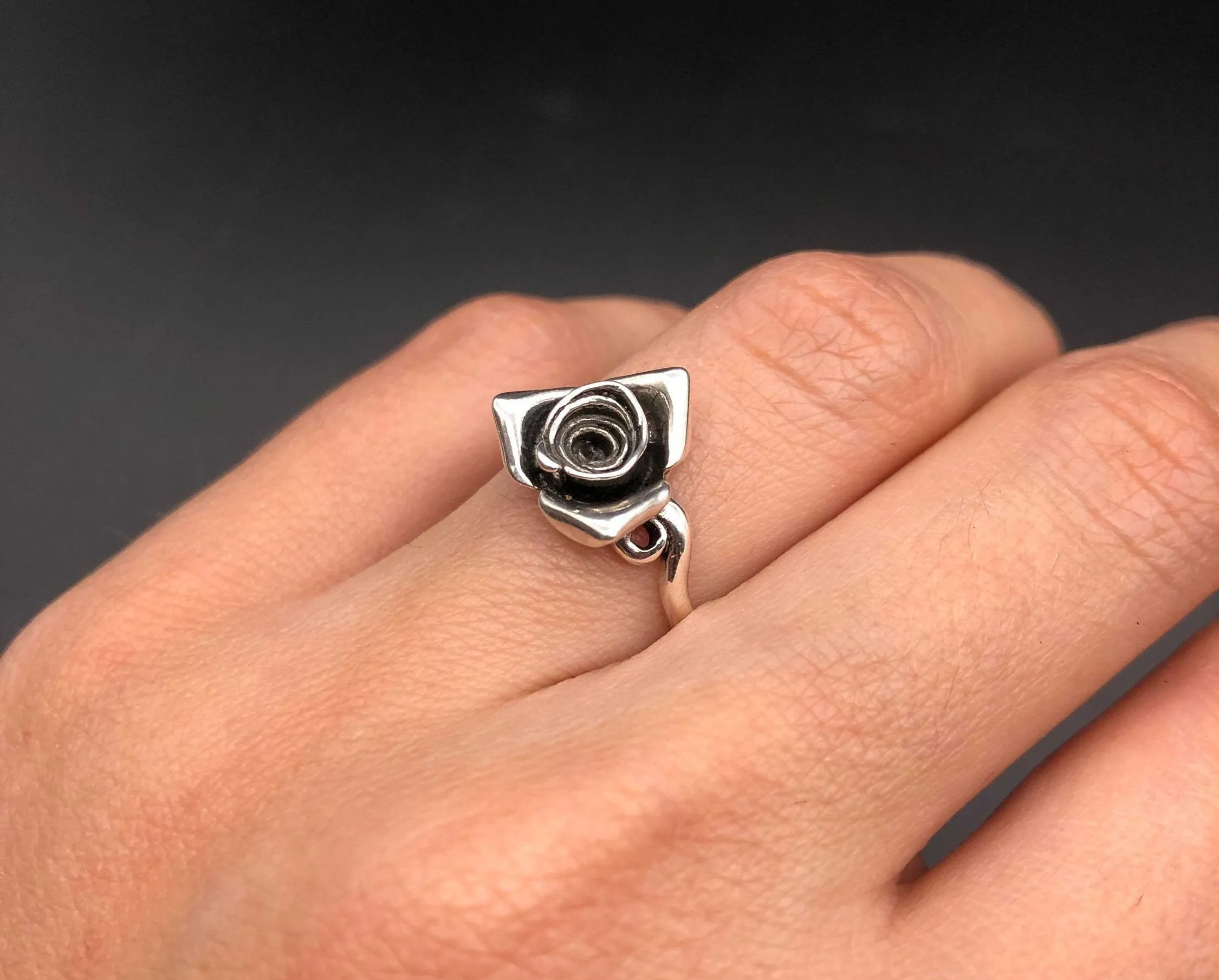Artistic Flower Ring - Silver Rose Ring - Silver Flower Ring