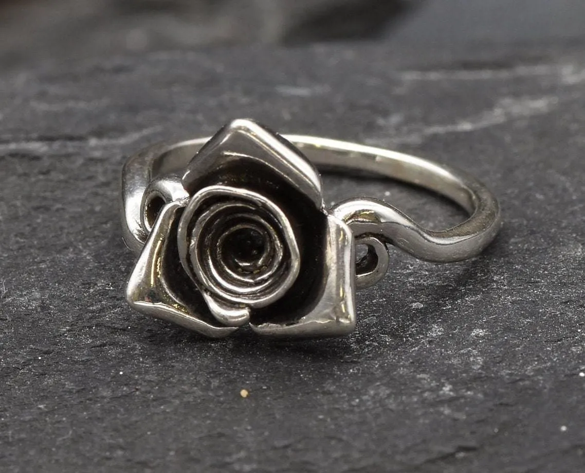 Artistic Flower Ring - Silver Rose Ring - Silver Flower Ring