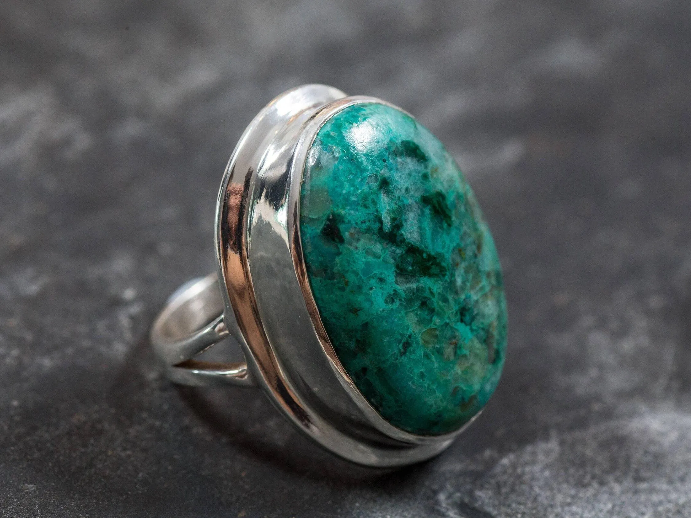 Chrysocolla Ring - Blue Statement Ring - Large Chrysocolla Ring