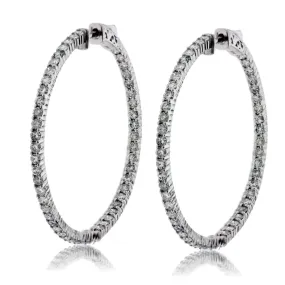 Diamond 3.60 Carat Inside - Out Hoop Earrings