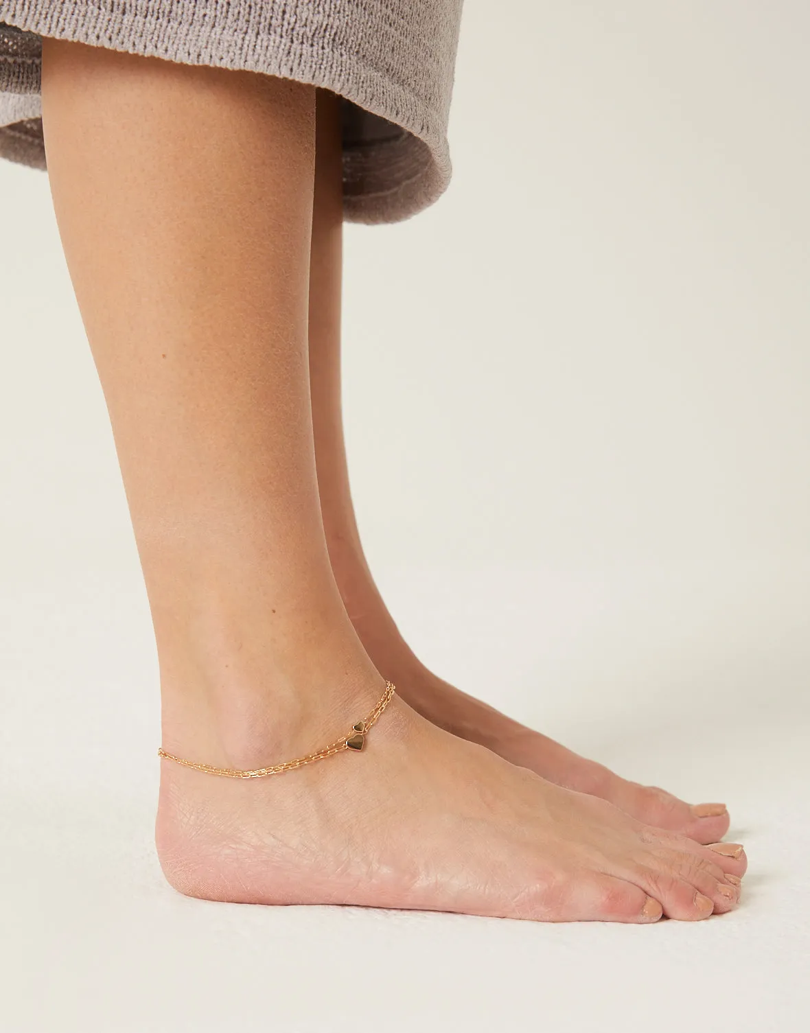 Double Heart Charm Anklet