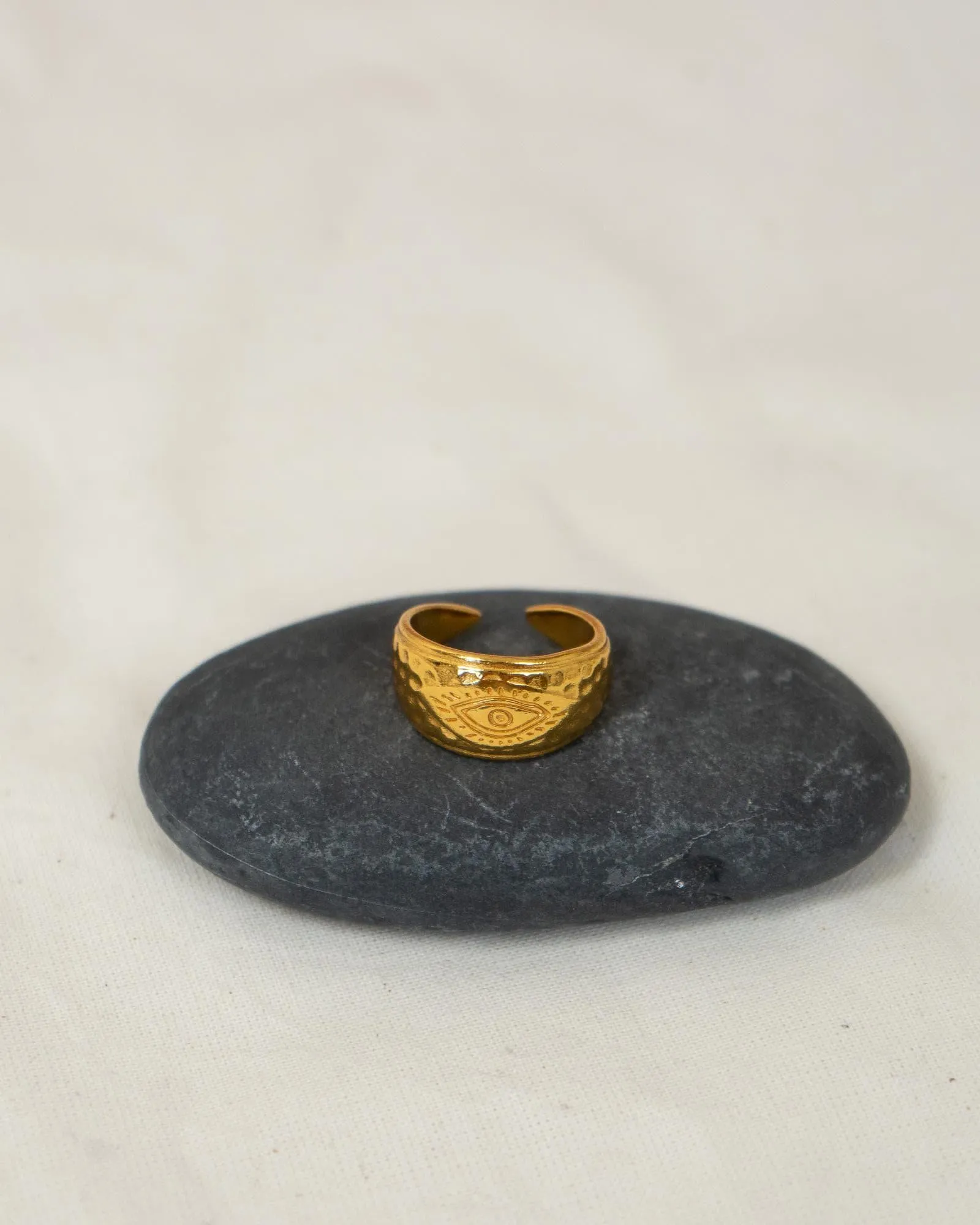 Engraved Gold Evil Eye Protection Ring