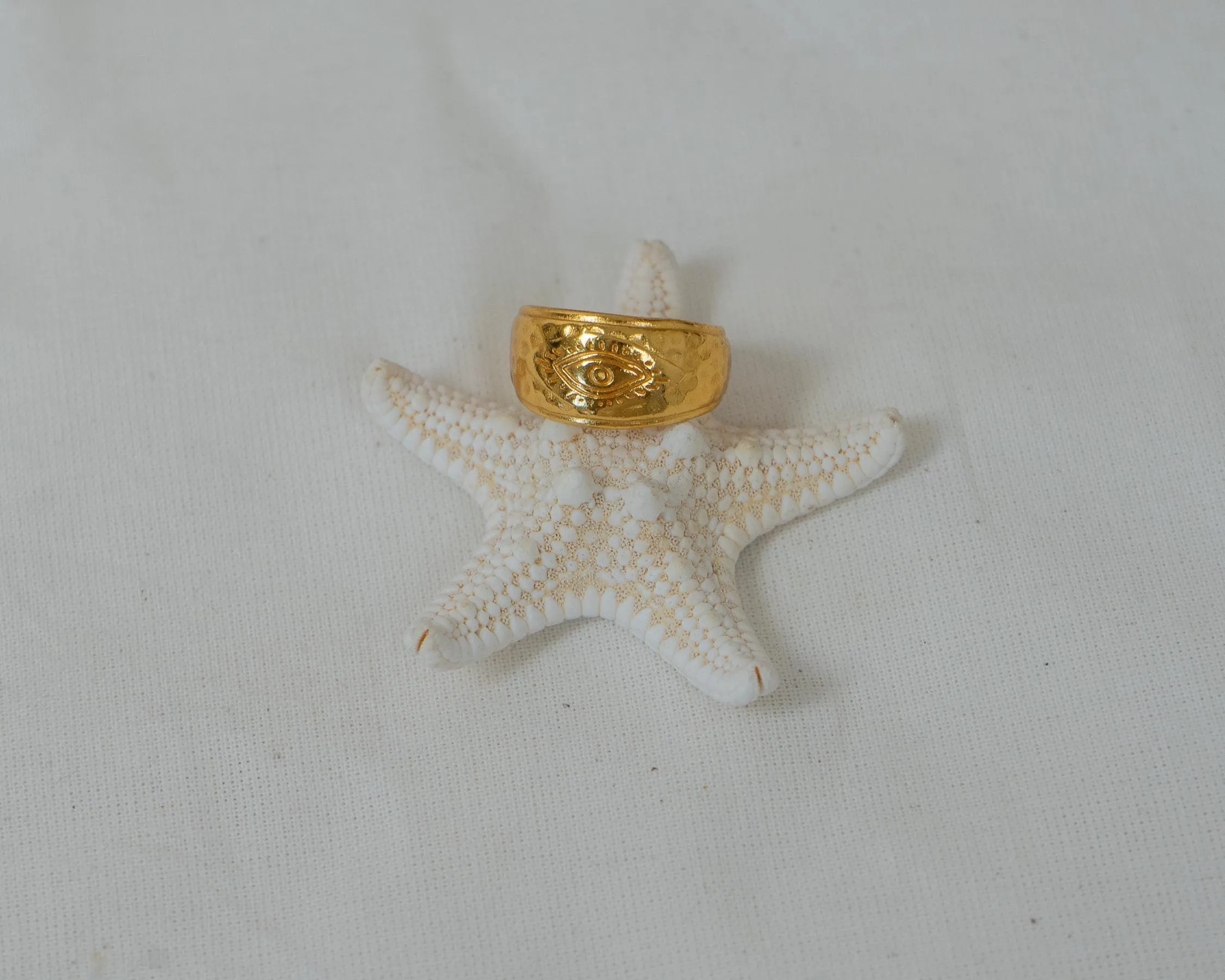 Engraved Gold Evil Eye Protection Ring