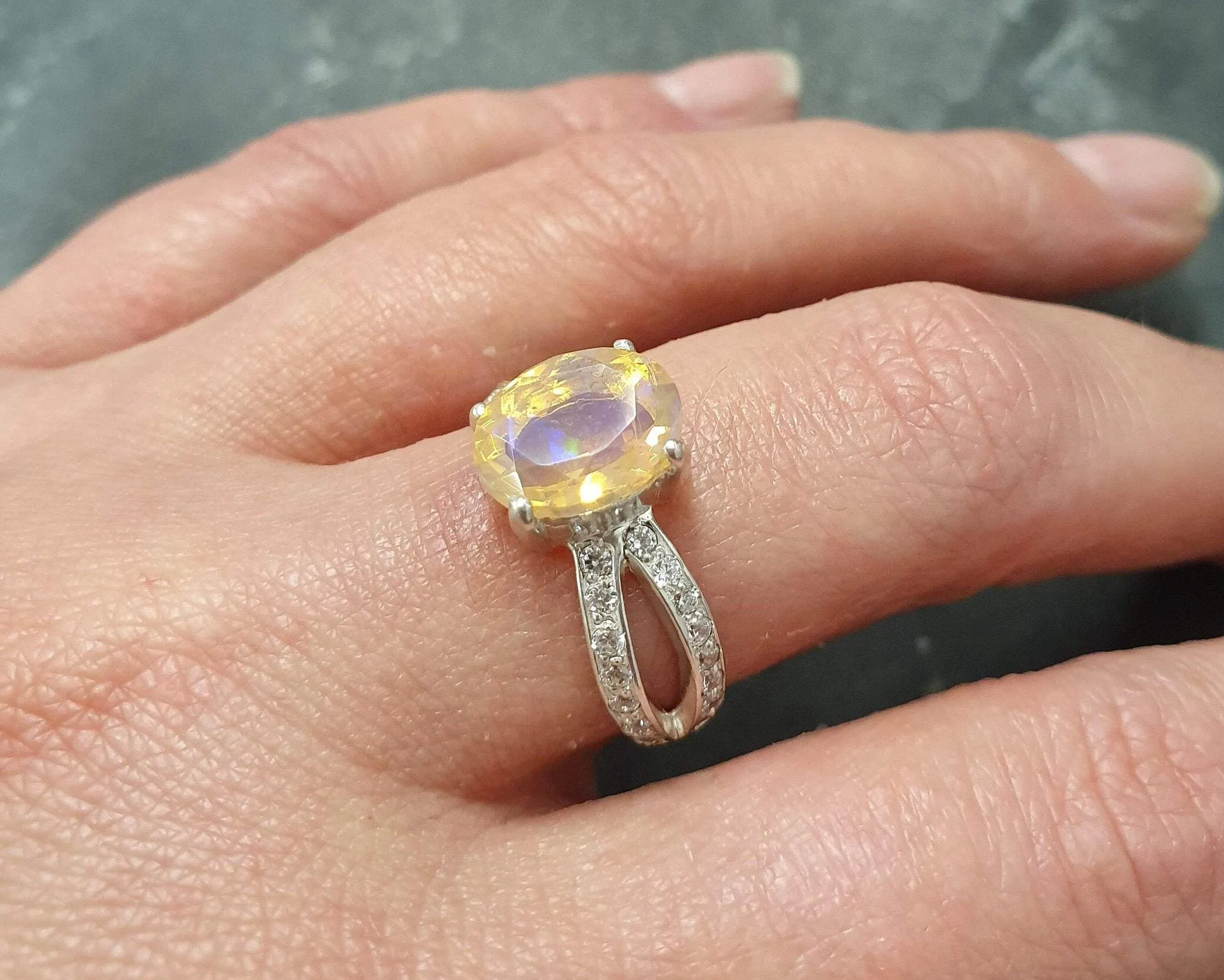 Fire Opal Ring - October Birthstone Ring - Opal Vintage Ring
