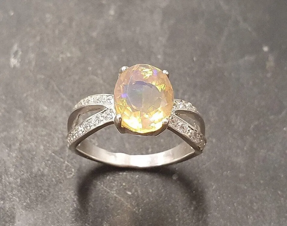 Fire Opal Ring - October Birthstone Ring - Opal Vintage Ring