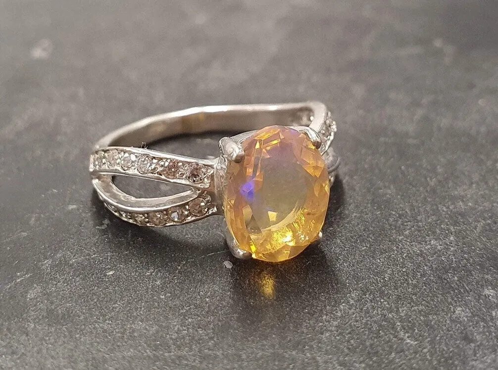 Fire Opal Ring - October Birthstone Ring - Opal Vintage Ring
