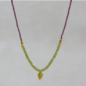 Gemstone Hazel Leaf Beaded Necklace