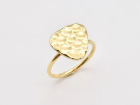 Gold Hammered Ring - Textured Triangle Ring, Artistic Gold Ring