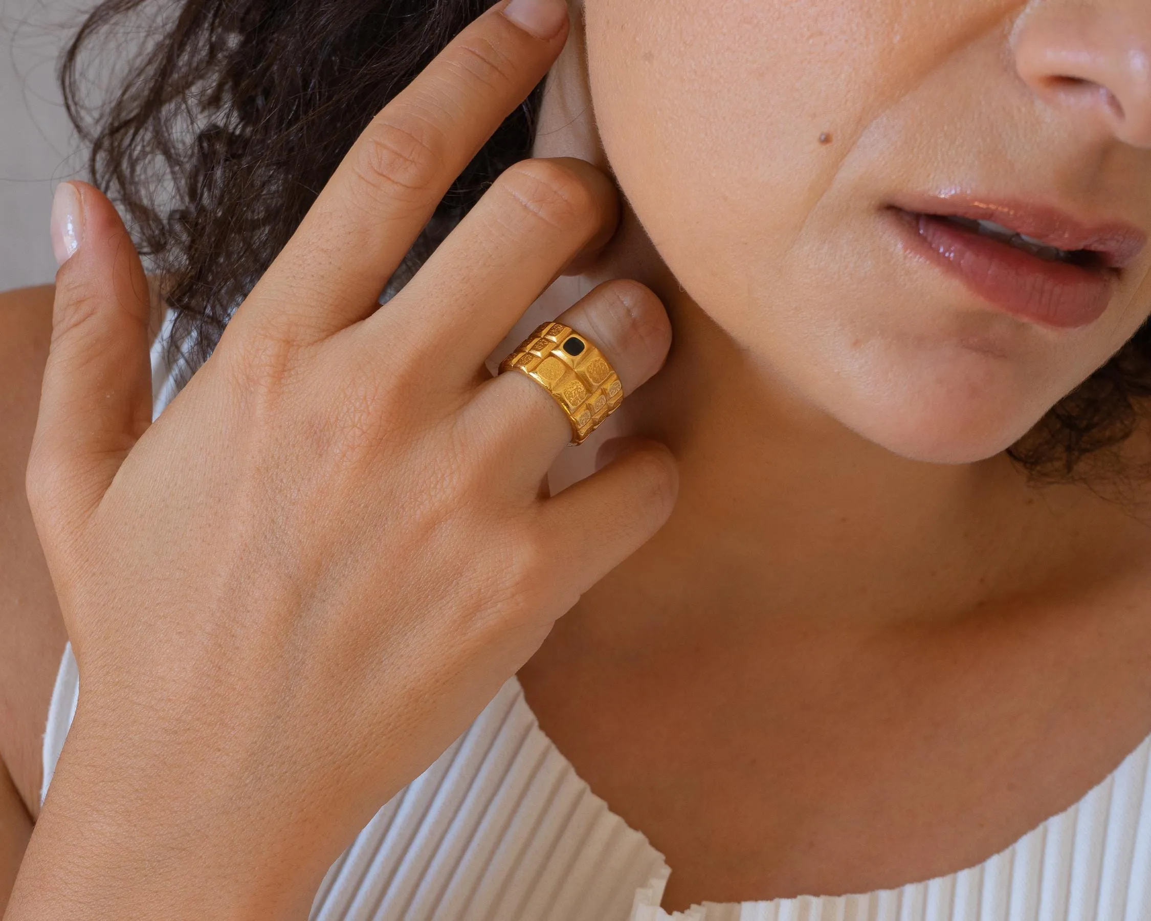 Gold Large Squares Ring