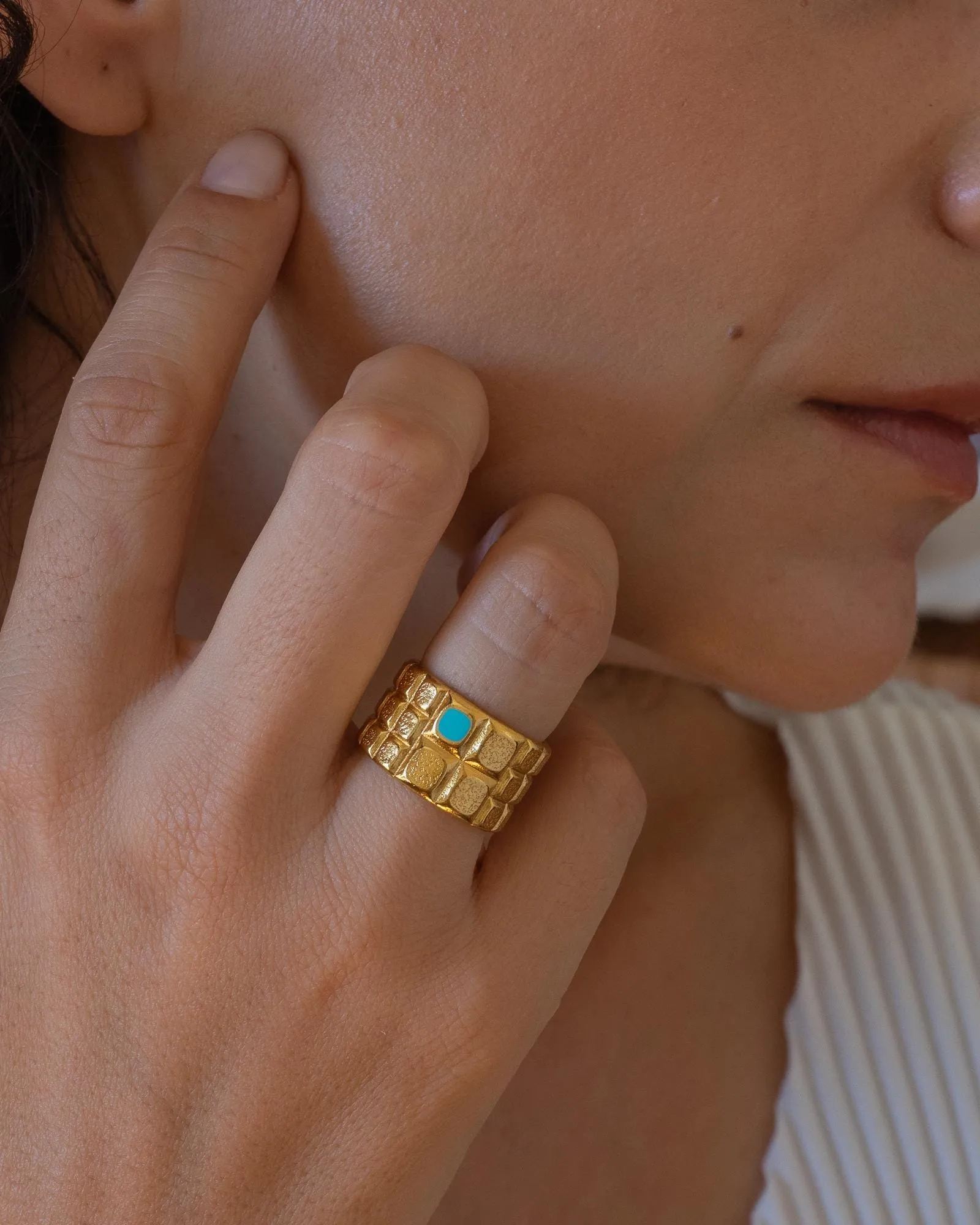 Gold Large Squares Ring