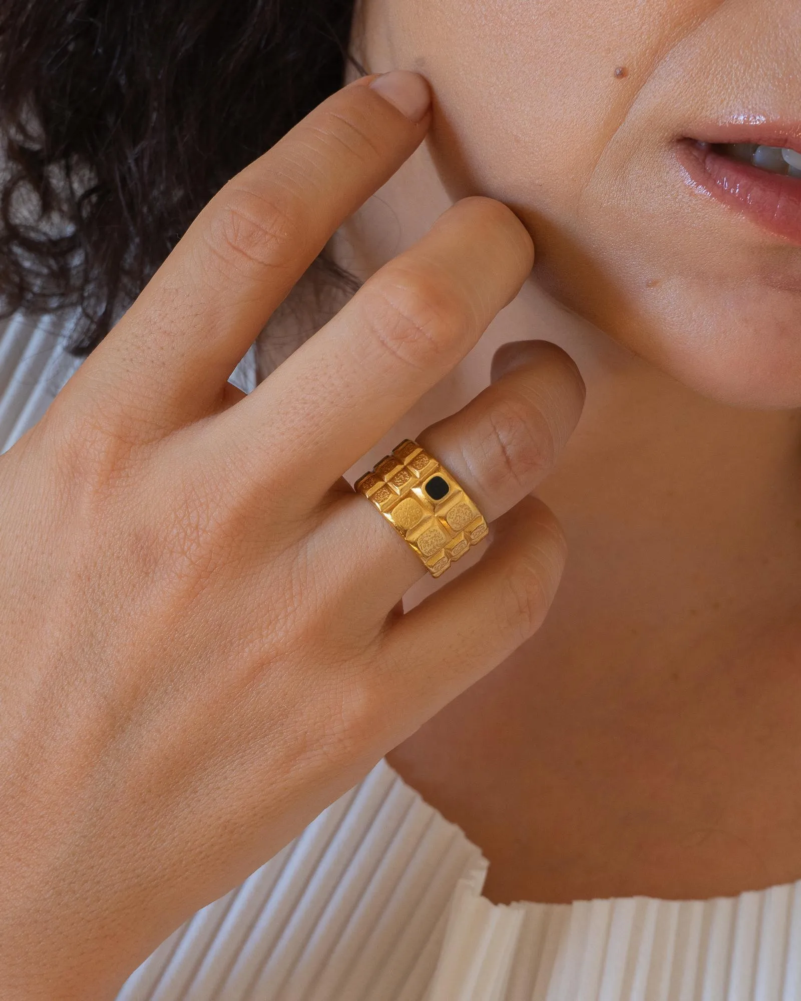 Gold Large Squares Ring
