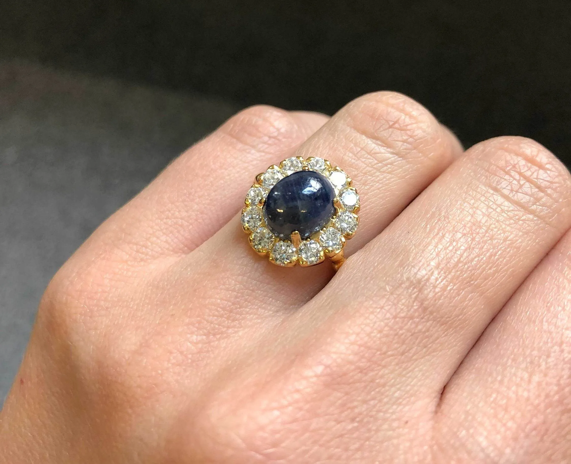 Gold Sapphire Victorian Ring - Vintage Ring, Natural Sapphire Ring, Statement Sapphire Ring