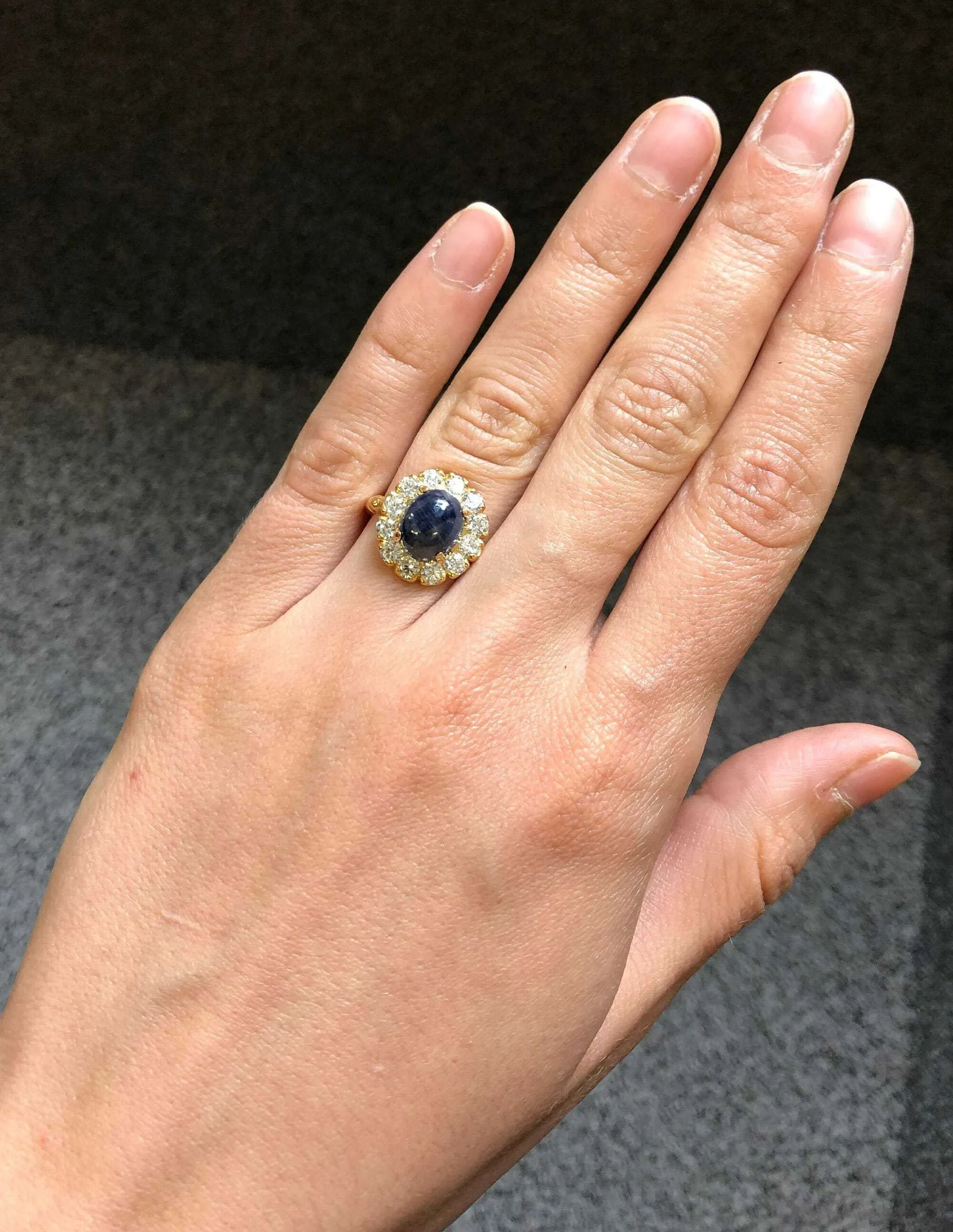 Gold Sapphire Victorian Ring - Vintage Ring, Natural Sapphire Ring, Statement Sapphire Ring
