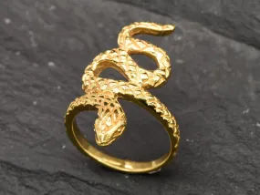 Gold Snake Ring -Long Snake Ring, Gold Serpent Ring