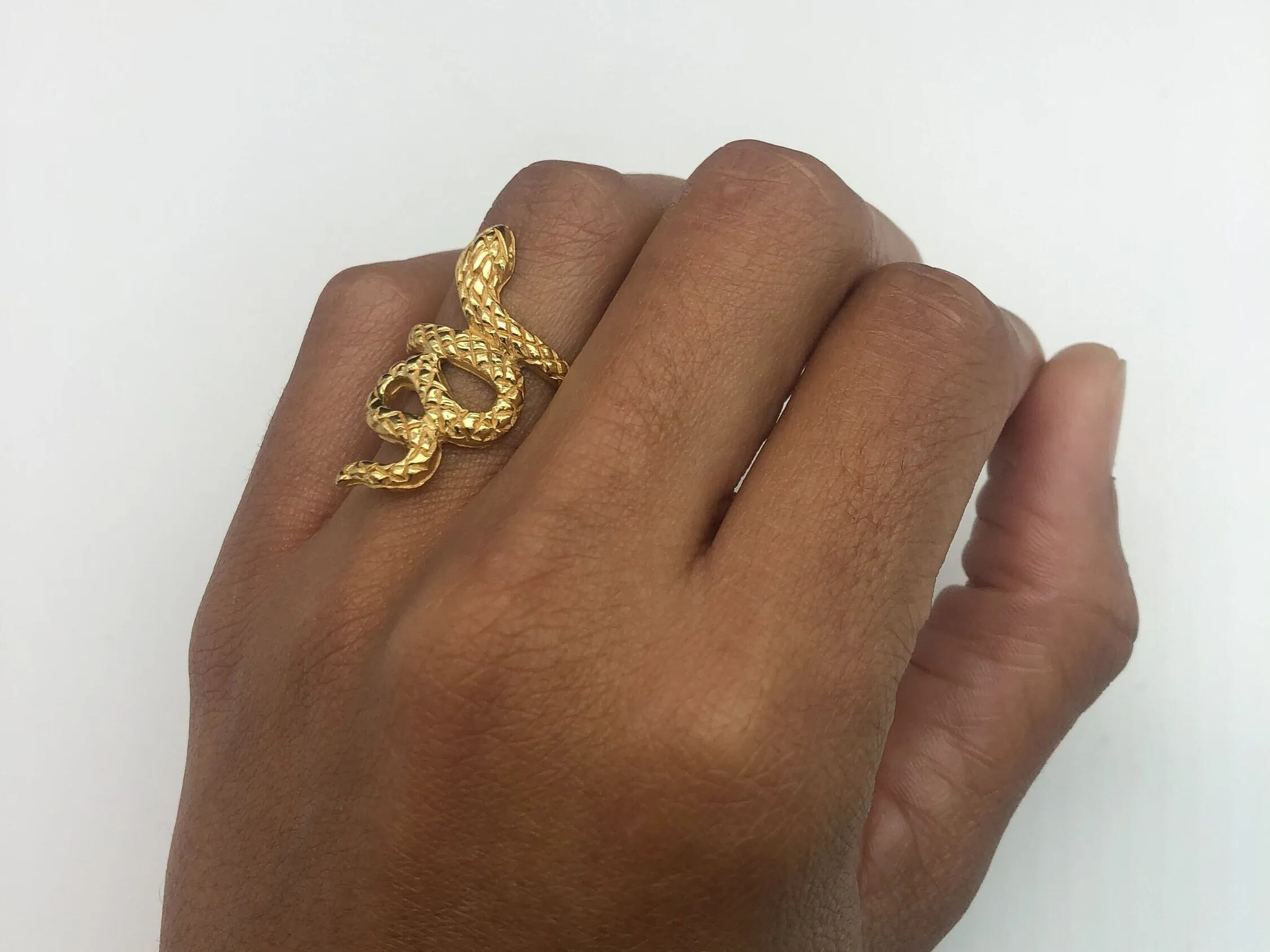 Gold Snake Ring -Long Snake Ring, Gold Serpent Ring
