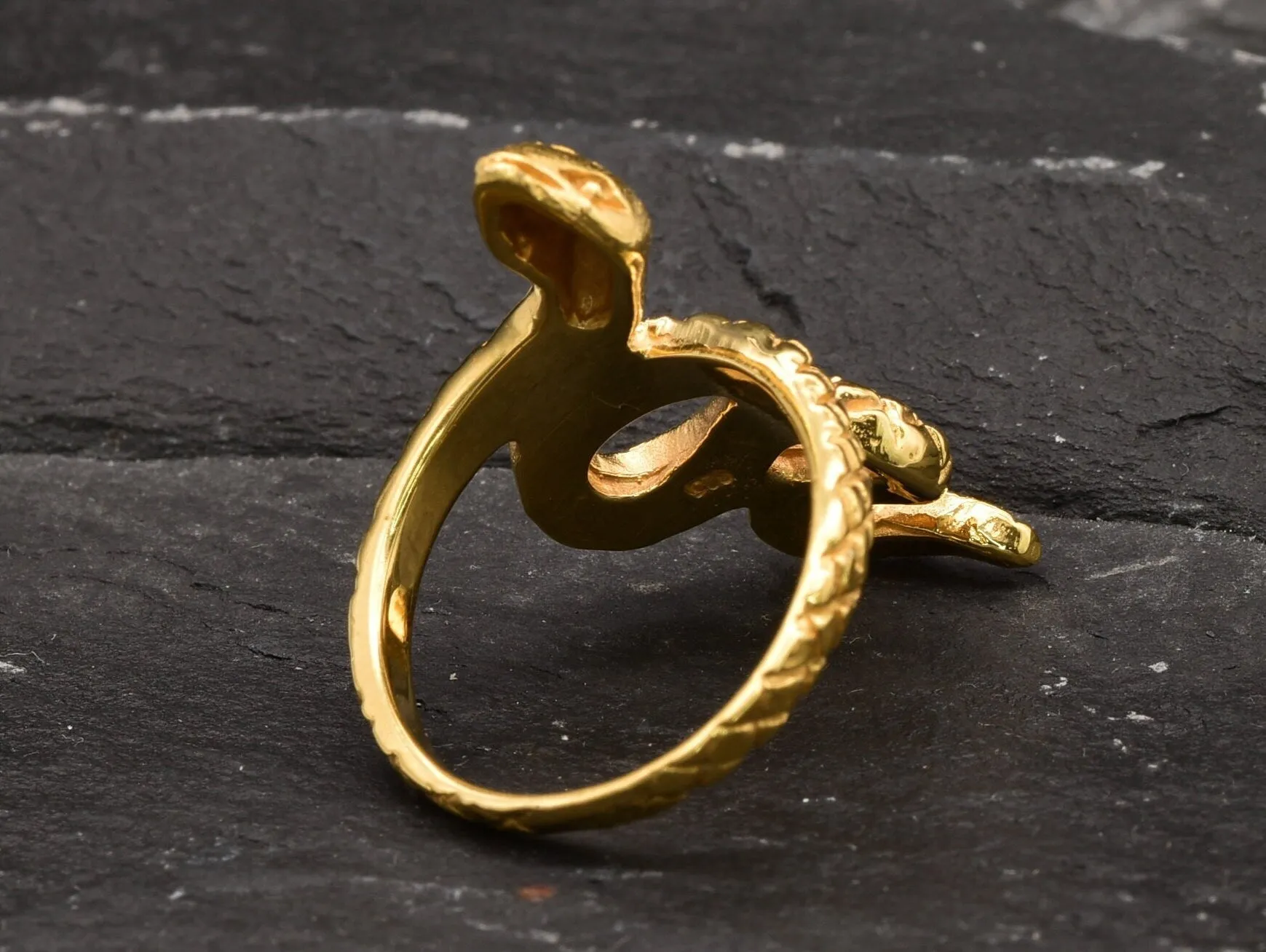 Gold Snake Ring -Long Snake Ring, Gold Serpent Ring