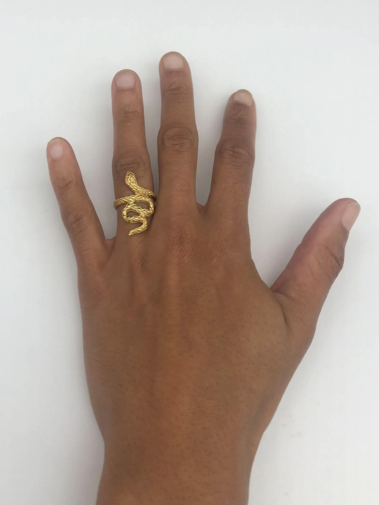 Gold Snake Ring -Long Snake Ring, Gold Serpent Ring