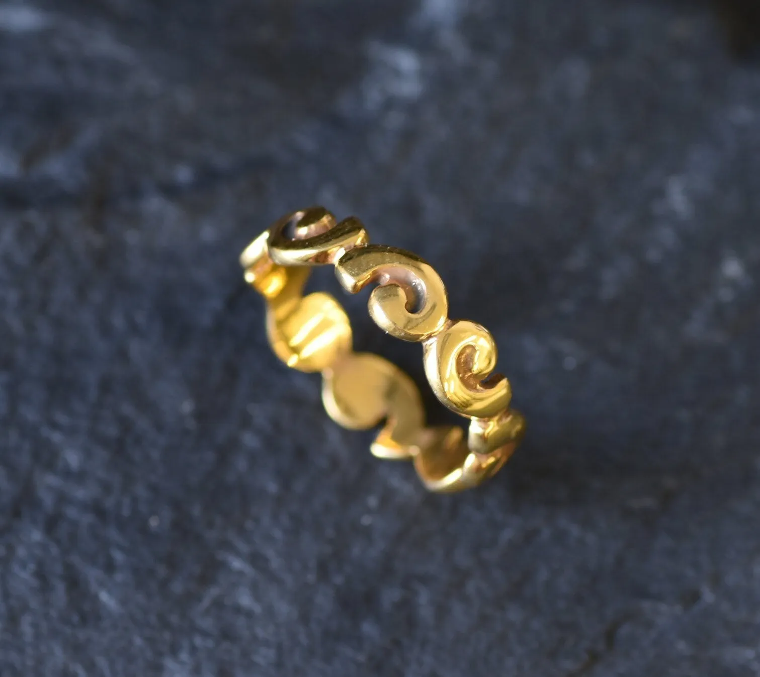 Gold Spiral Ring - Gold Wavy Ring, Gold Artistic Ring