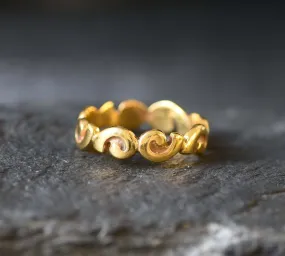 Gold Spiral Ring - Gold Wavy Ring, Gold Artistic Ring