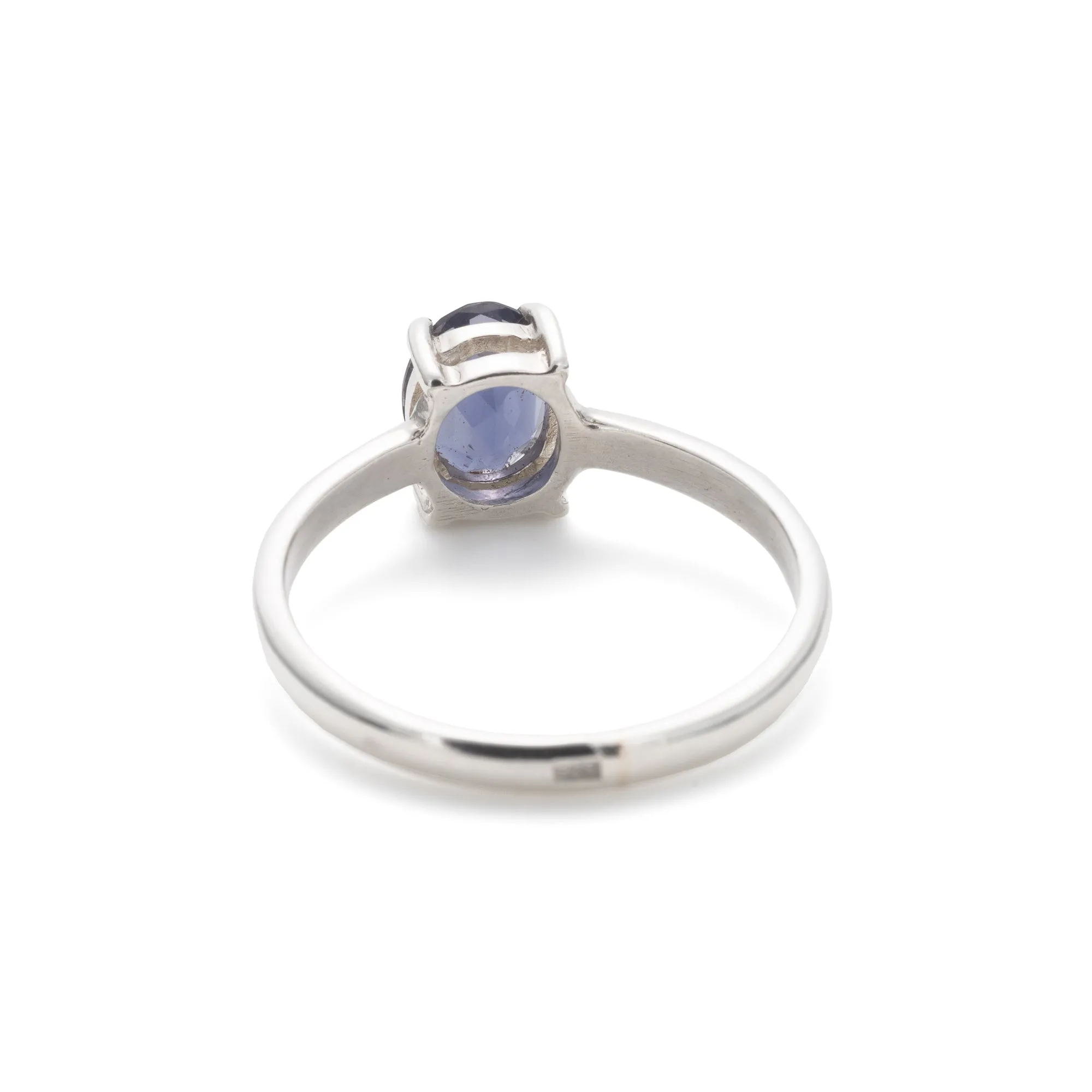Iolite Ring - Blue Solitaire Ring - Silver Promise Ring