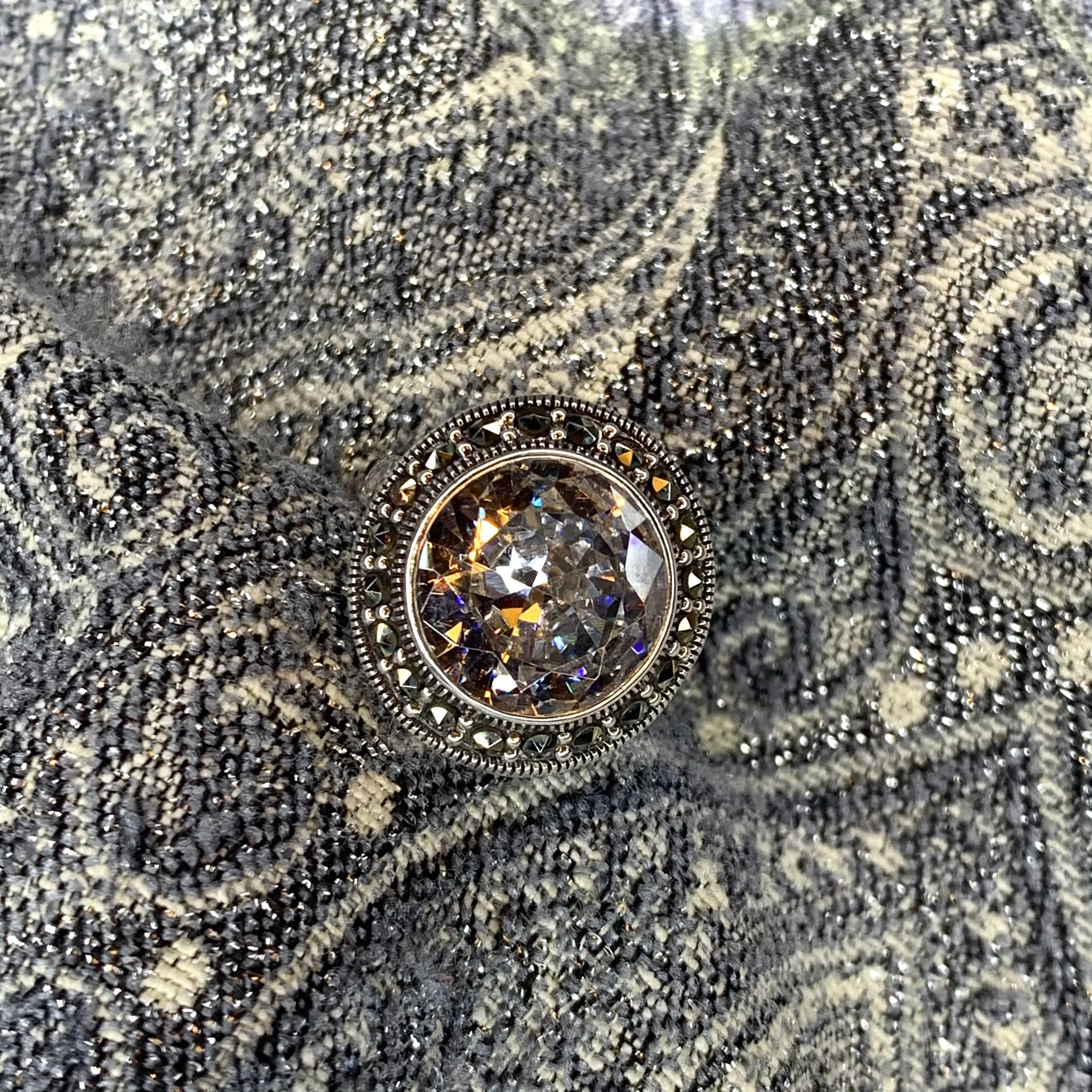 Large Round Solitaire Silver Ring