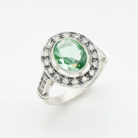 Mint Emerald Ring - Green Vintage Ring - Bezel Statement Ring