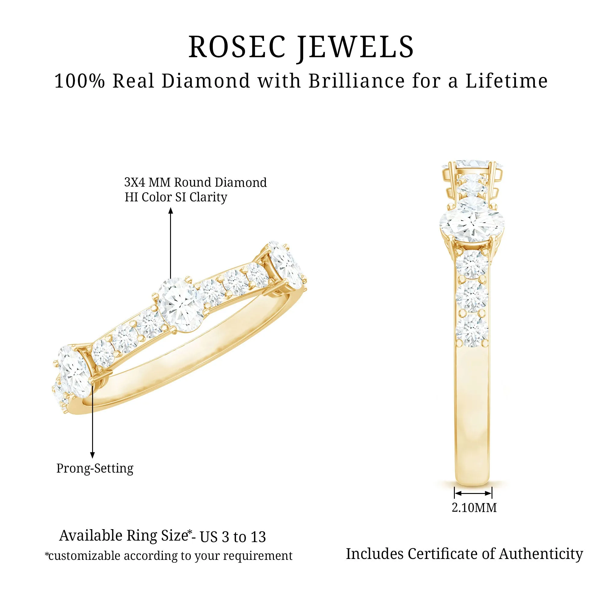 Natural Diamond Half Eternity Band Ring
