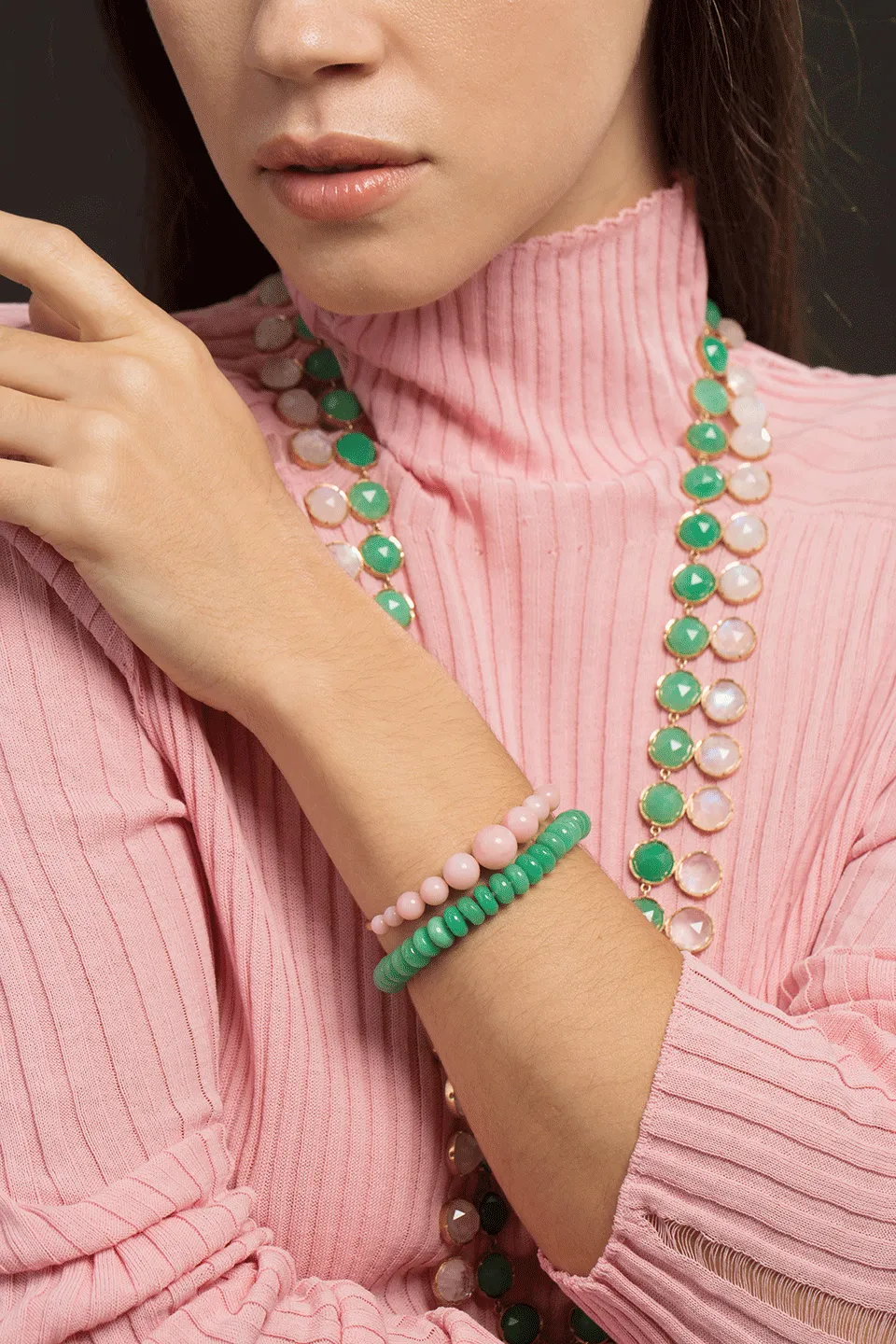 Pink Opal Bead Bracelet