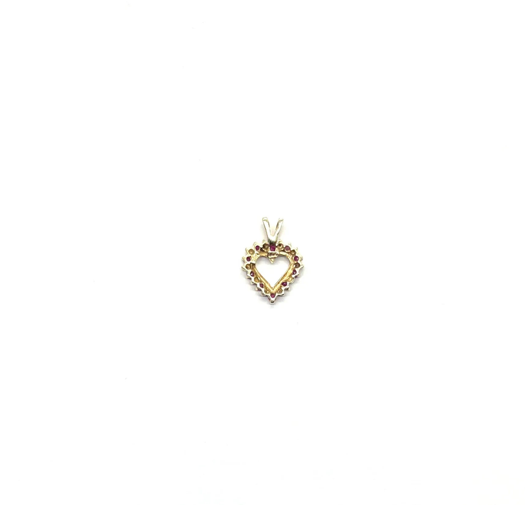 Ruby and Diamond Heart Cutout Pendant