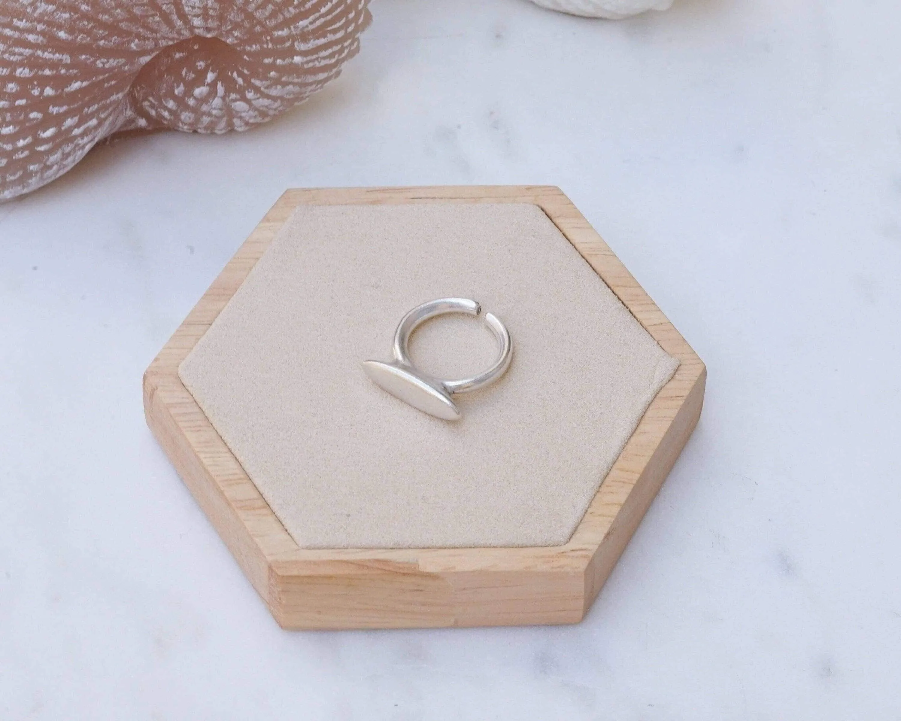Silver Disc Boomerang Oval African Style Signet Ring