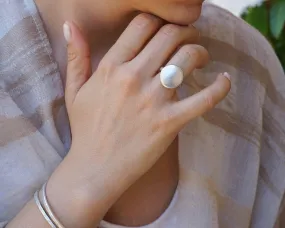 Silver Disc Boomerang Oval African Style Signet Ring