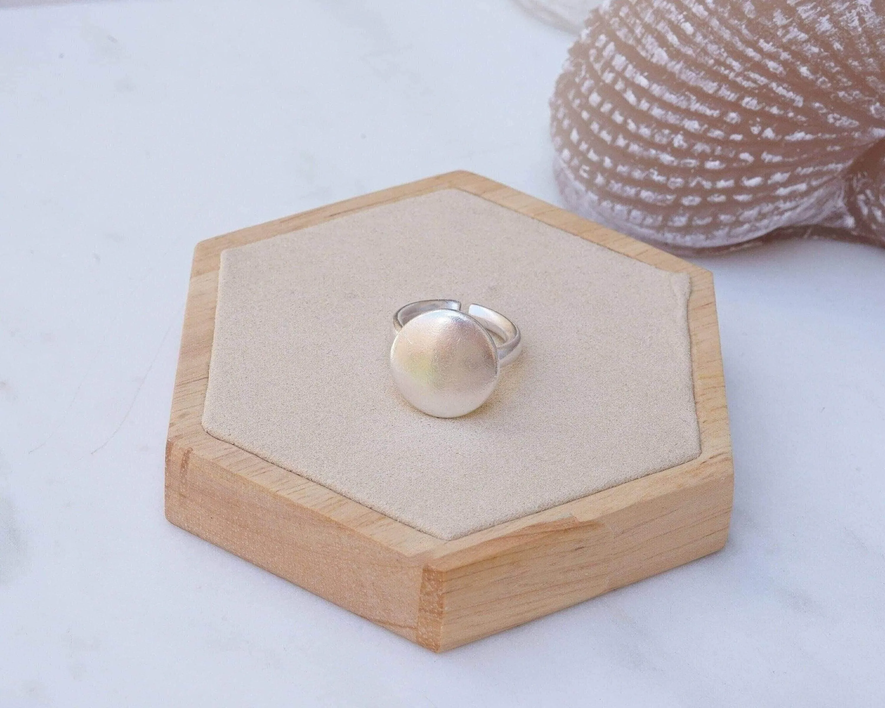 Silver Disc Boomerang Oval African Style Signet Ring