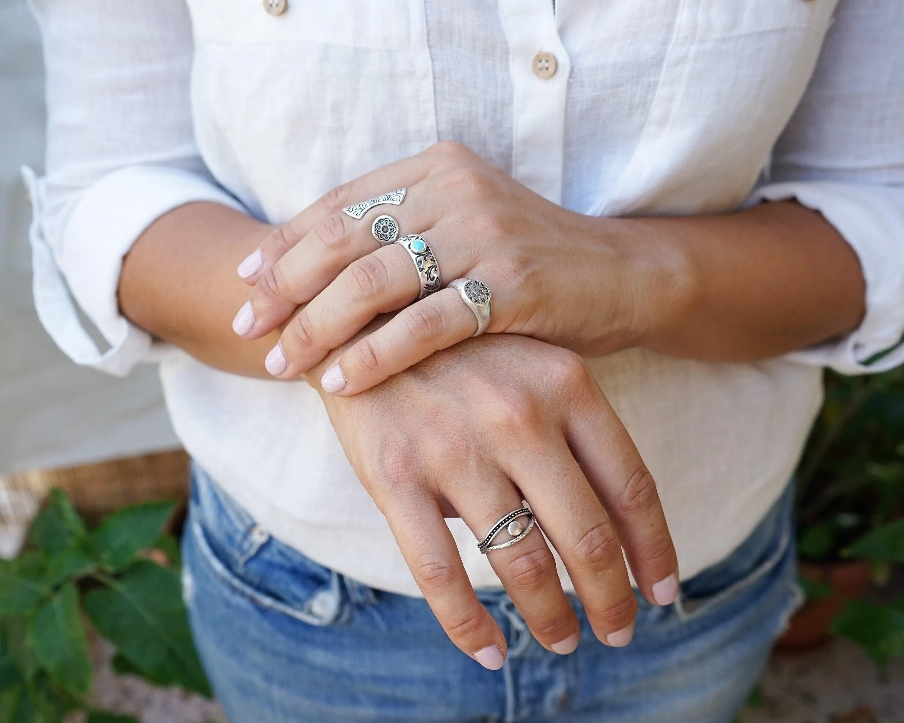 Silver Evil Eye Ring