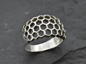 Silver Honeycomb Ring - Chunky Silver Ring  - Silver Artistic Ring