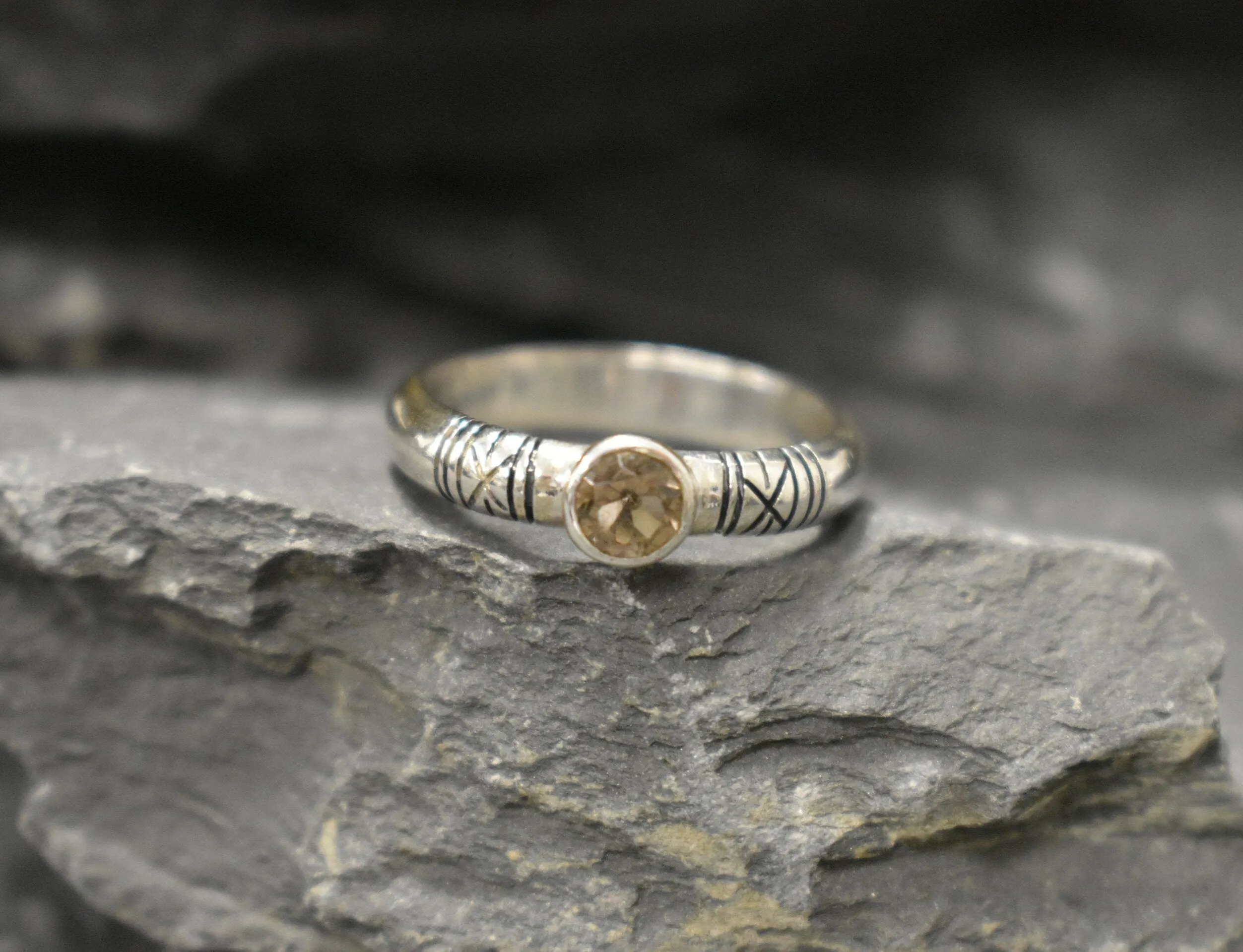 Smoky Topaz Ring - Brown Diamond Ring - Tribal Boho Ring