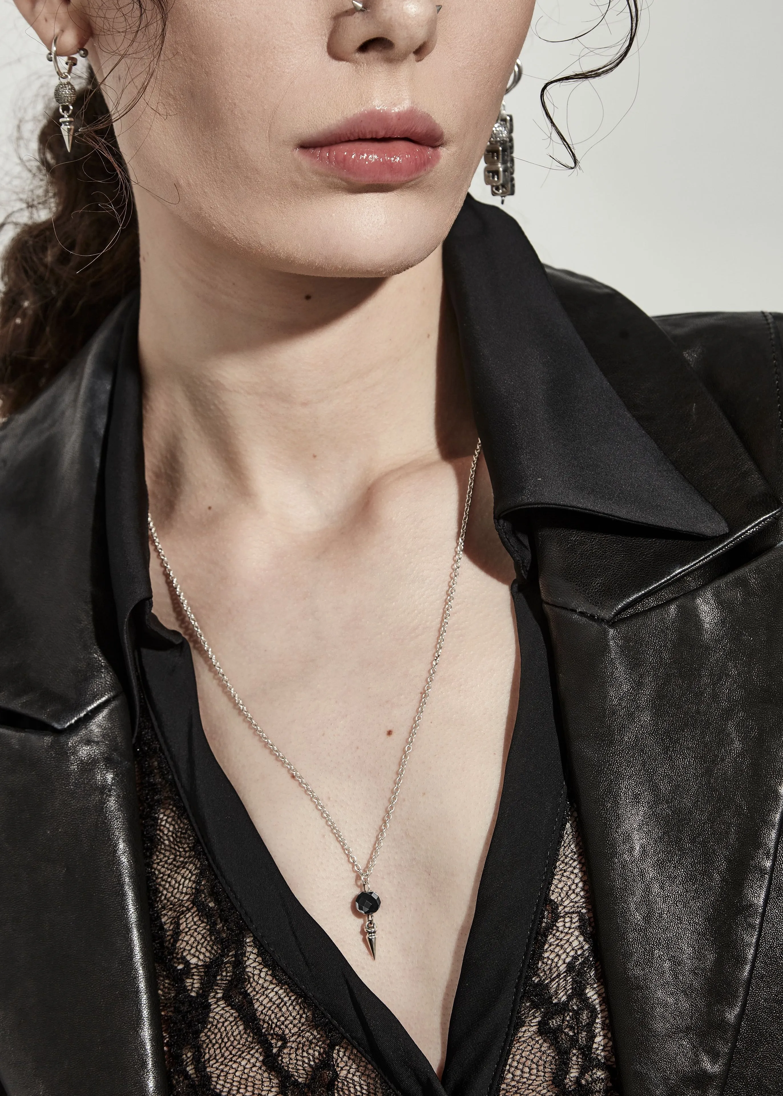 STOLEN GIRLFRIENDS CLUB PUNK ORB BLACK ONYX BEAD NECKLACE JWL4-24-105