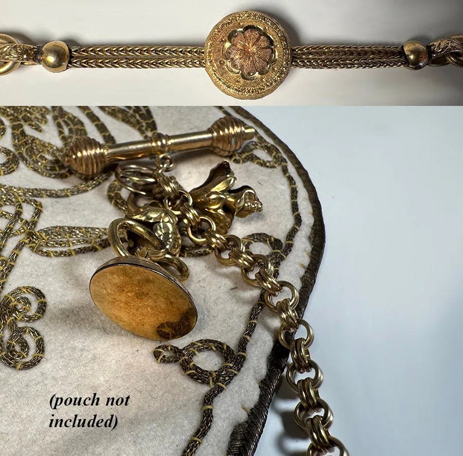 Superb Antique Pocket Watch Fob and Chain, Tests 12k to 16k, and weighs 24 grams, with Seal, Sceau