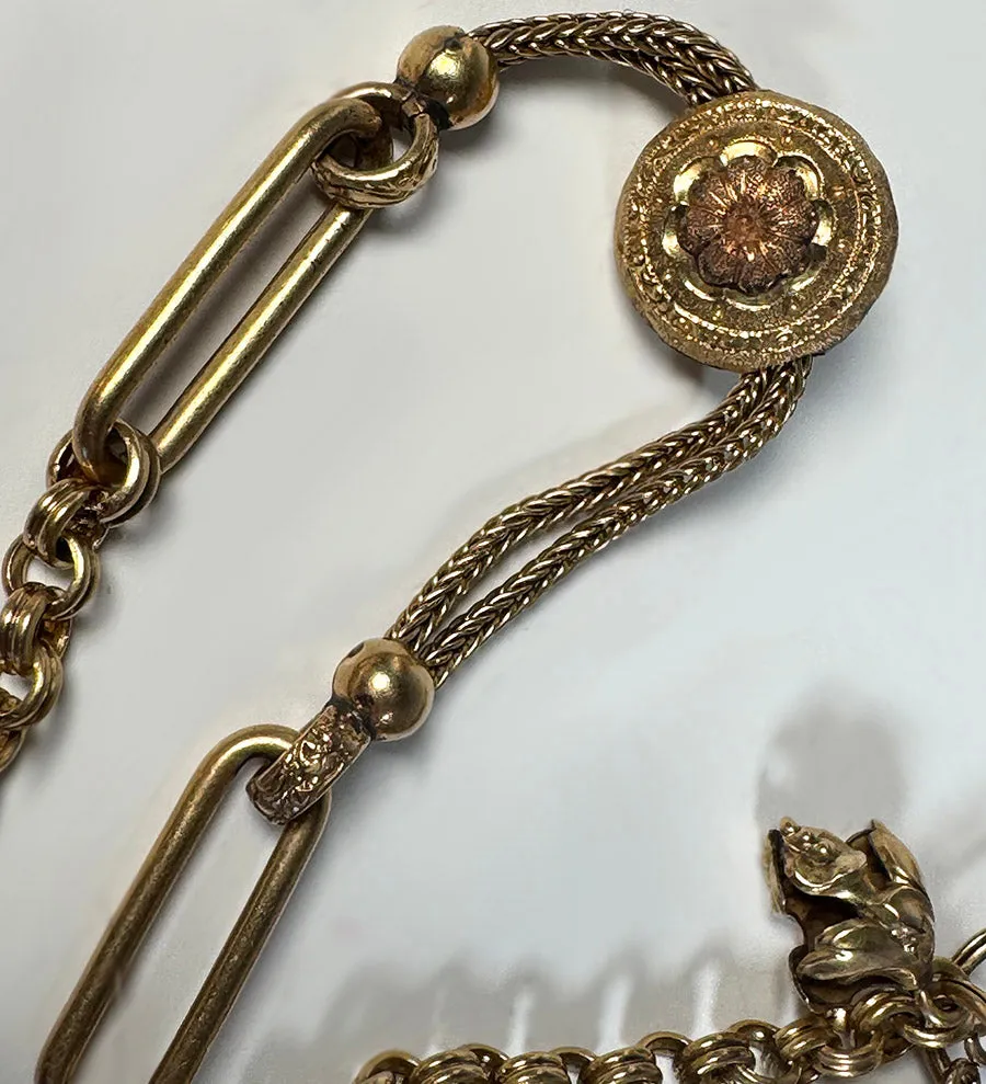 Superb Antique Pocket Watch Fob and Chain, Tests 12k to 16k, and weighs 24 grams, with Seal, Sceau