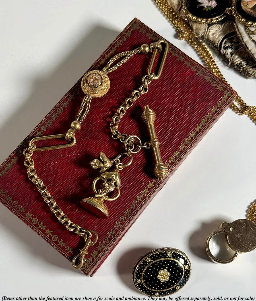 Superb Antique Pocket Watch Fob and Chain, Tests 12k to 16k, and weighs 24 grams, with Seal, Sceau