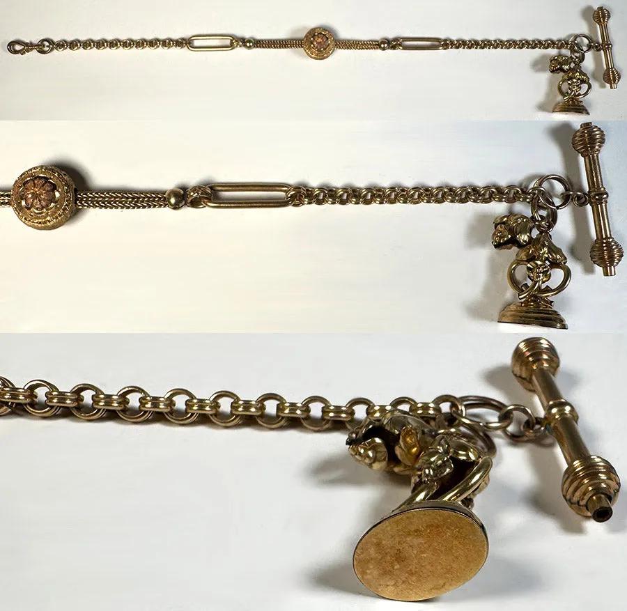 Superb Antique Pocket Watch Fob and Chain, Tests 12k to 16k, and weighs 24 grams, with Seal, Sceau